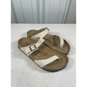 Betula Birkenstock White Leather Womens Slides Sandals Size 9 Open Toe